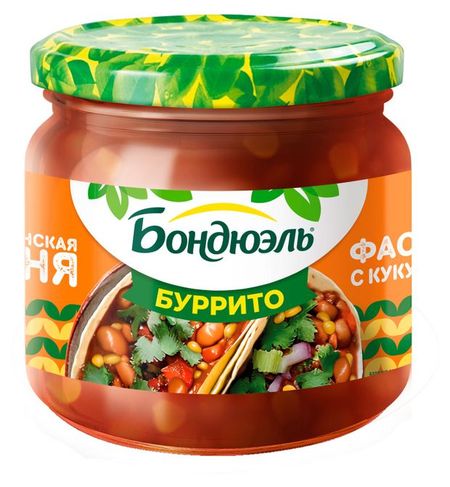 Фасоль красная Бондюэль с кукурузой по-мексикански в соусе Буррито, 360 г