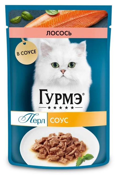 Корм влажный для кошек Гурмэ Перл Нежное филе с лососем в соусе, 75 г