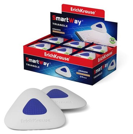 Ластик ErichKrause SmartWay Triangle с пластиковым держателем, 1 шт