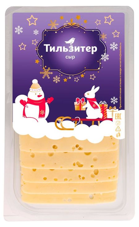 Сыр полутвердый АШАН Красная птица Тильзитер нарезка 45% БЗМЖ, 150 г