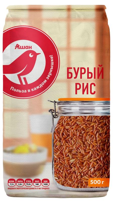 Рис бурый АШАН Красная птица, 500 г