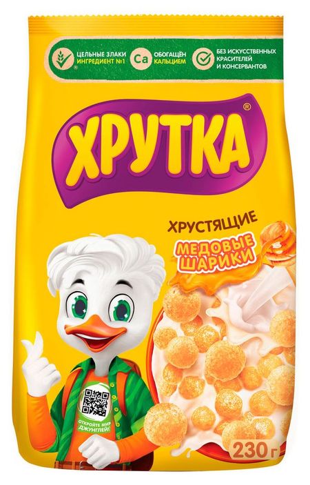 Готовый завтрак ХРУТКА Мультизлаковые медовые шарики обогащенные кальцием, 230 г