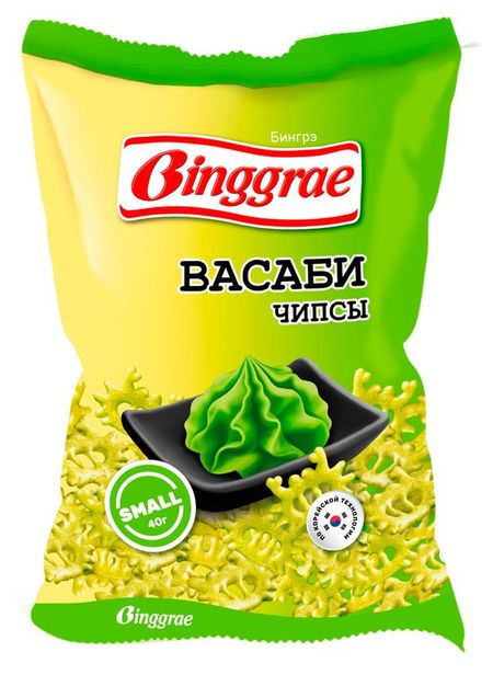 Чипсы Binggrae хрустящие со вкусом васаби, 50 г