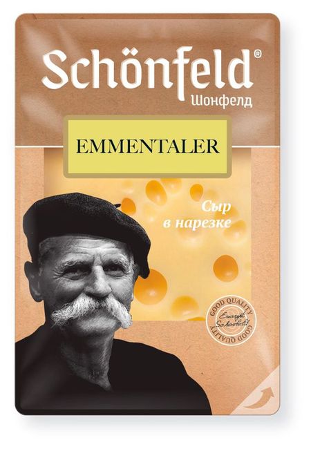 Сыр Schonfeld Эмменталь нарезка БЗМЖ, 125 г