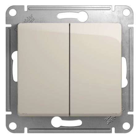 Выключатель Systeme Electric Glossa двухклавишный встраиваемый молочный (GSL000951)