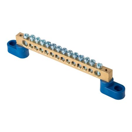 Шина нулевая на 2-х угловых изоляторах EKF PROxima 8х12 мм 14 отверстий синяя (10 шт.) (sn0-125-14-2)