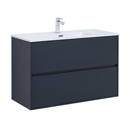 Тумба под раковину Lavelly Cube 100 см подвесная графит матовый (00316660)