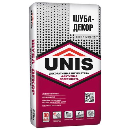 Штукатурка декоративная Unis Шуба-Декор 2 мм белая 25 кг