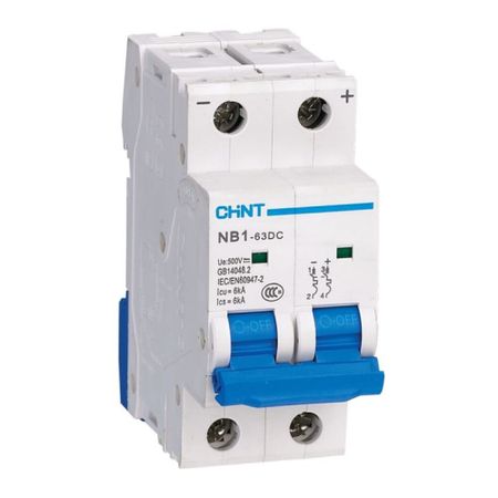 Автоматический выключатель модульный Chint NB1-63DC 2P 63А тип C 6 кА 500 В (182726)
