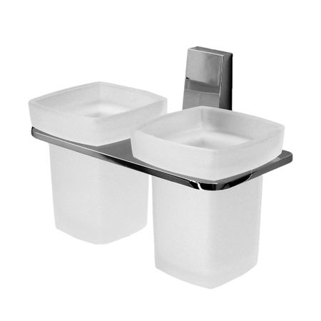 Стакан для ванной WasserKraft Lopau с держателем двойной стекло матовый/металл хром (K-6028D) стакан непроливайка двойной ной с крышкой ассорти рисовашка