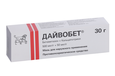 Дайвобет 500 мкг/г+50 мкг/г, 30 г, мазь для наружного применения