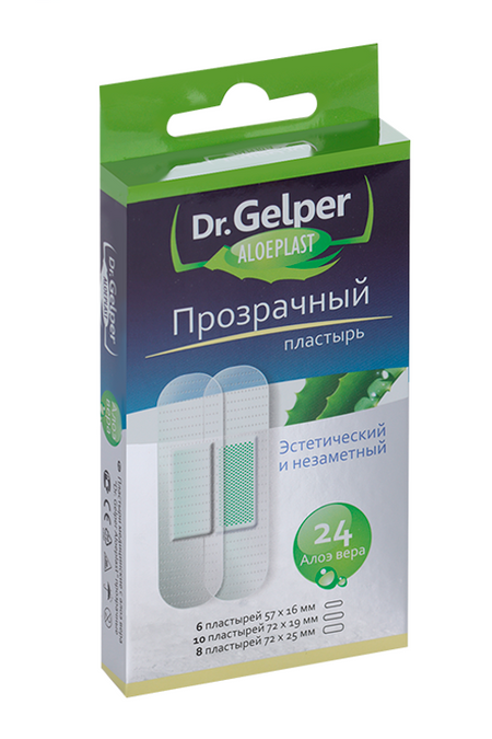 Пластыри мед с алоэ вера Доктор Гелпер прозрачные 3 размера, 24 шт вера николаевна куликова лечение шунгитом мягк ваш домашний доктор куликова в цп