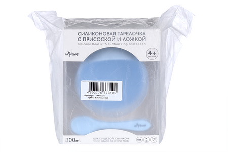 Набор Миюми д/кормления тарелка на присоск/ложечка, бэби-голуб