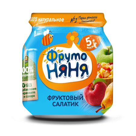 Пюре Фрутоняня Фруктовый салатик (с 5 мес), 100 г, 12 шт