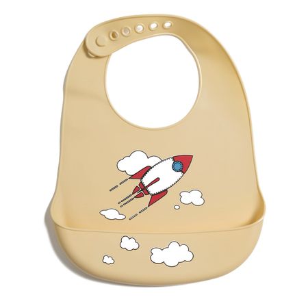 Нагрудник Бэйби Найс Ракета силик с кармашком 21х28 см, бежев