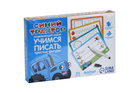 Развивающий набор Синий трактор пиши-стирай Учимся писать линии и фигуры 20 карт, маркер тамара в чупина учимся считать с абвгдейкой