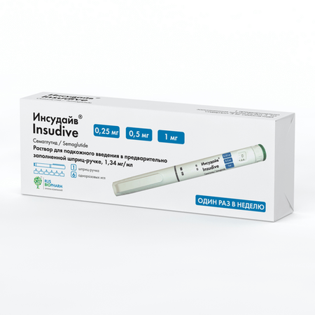 Инсудайв 0.25/0.5/1 мг/доза, 3 мл, раствор для подкожного введения шприц-ручка/в комплекте с иглами-6 шт