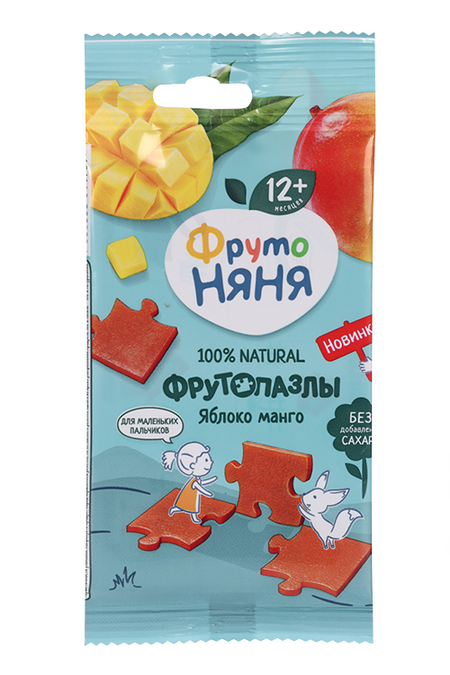 Фруктовые кусочки Фрутоняня пазлы яблоко/манго, 20 г пазлы логика