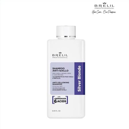 Шампунь Brelil professional AMINO TREATMENT антижелтый для светлых, мелированных и седых волос, 250м