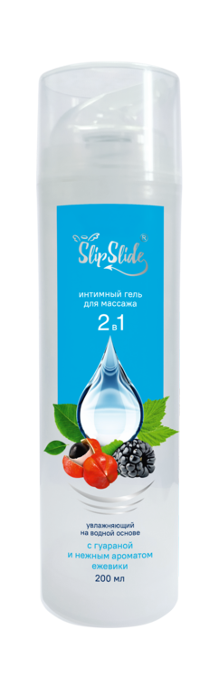 Гель-смазка интим СлипСлайд 2 в 1 массажный на водн основе гуарана/нежн аром ежевики, 200 мл
