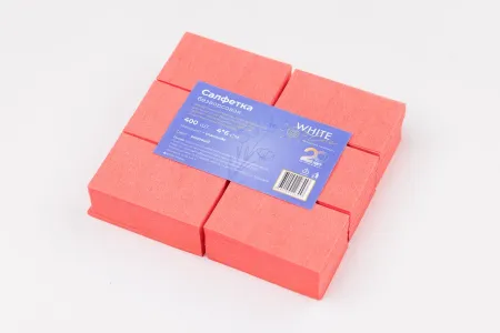 Салфетка маникюрная для искусственного покрытия 4*6 пачка White line розовая (Россия) №400