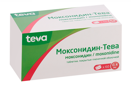 Моксонидин-Тева 0.4 мг, 60 шт, таблетки покрытые пленочной оболочкой
