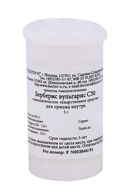 Гомеопатические монокомпонентные препараты растительного происхождения, 5 г, гранулы гомеопатические C30 Берберис вульгарис