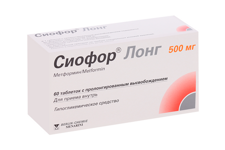 Сиофор Лонг 500 мг, 60 шт, таблетки с пролонгированным высвобождением