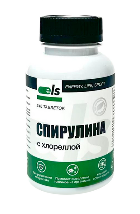 Спирулина с хлореллой, 490 мг, 240 шт, таблетки