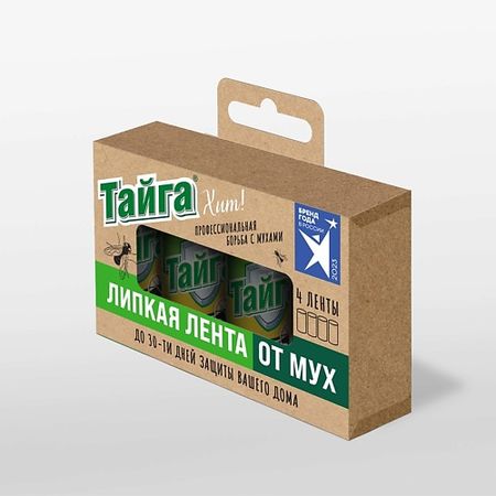 Клей ТАЙГА Липкая лента от мух в коробочке средство для защиты от мух лента липкая ваше хозяйство мухояр