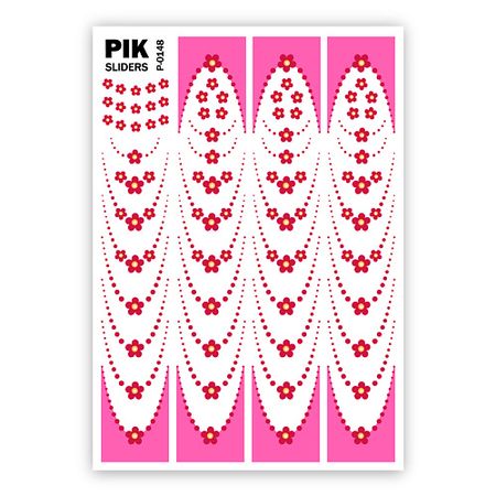 Слайдеры PIK Слайдеры для ногтей P-148 Цветочный френч розовый Фольга 4 шт фильтры для френч пресса сетчатые