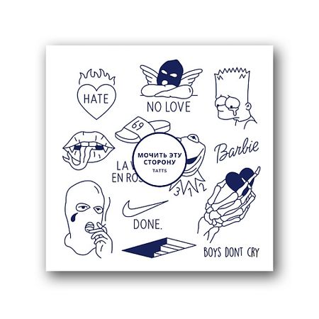 Тату TATTS Временная тату Без пленки 10*10см din рейка dori 10см