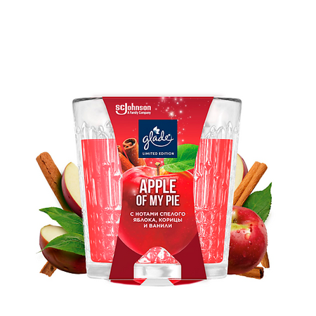 Освежитель воздуха GLADE Ароматизированная свеча Apple of my pie канифольные кабошоны apple cat
