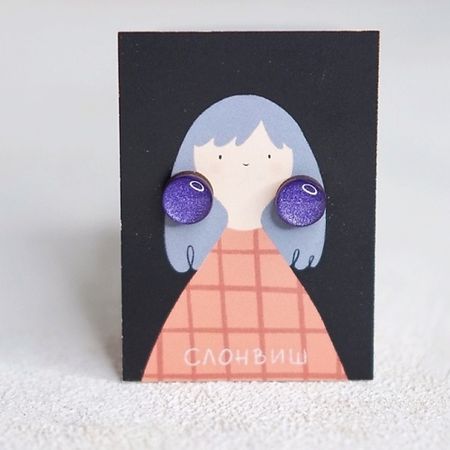 Серьги СЛОНВИШ Small circle white Серьги круг пуссеты белый