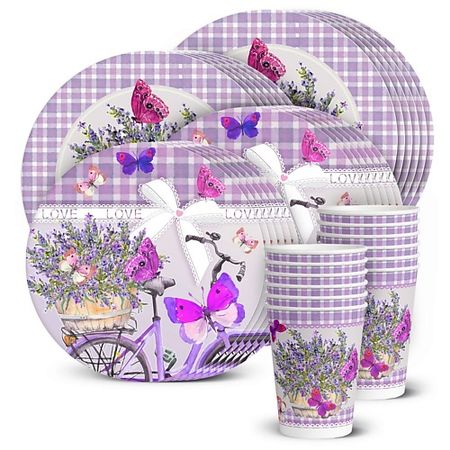 Набор одноразовой посуды ND PLAY Набор посуды для праздника Лаванда одноразовая посуда для детского праздника