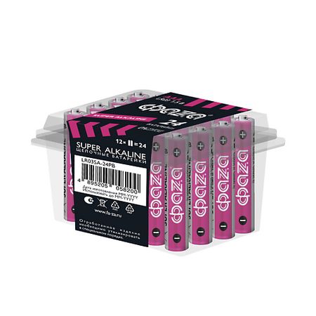 Батарейки ФАZА Батарейки Щелочные Super Alkaline LR03 ,PB-24, шб 24 шт.