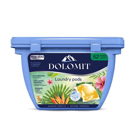 Капсулы для стирки MARABU Капсулы для стирки белья, MARABU Dolomit тропические фрукты и цветы