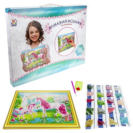 Набор для творчества 1TOY Алмазная мозаика Единороги миниатюрные резиновые единороги для декора