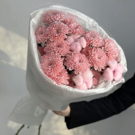 Букет живых цветов VE VALDI ЦВЕТЫ КАК ИСКУССТВО Хризантема и хлопок