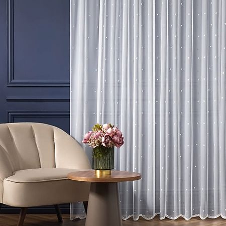 Штора ARYA HOME COLLECTION Тюль  Moza  V1-BEYAZK Белый ламинат 33 класс egger home дуб тосколано белый 1 496 кв м 12 мм с фаской