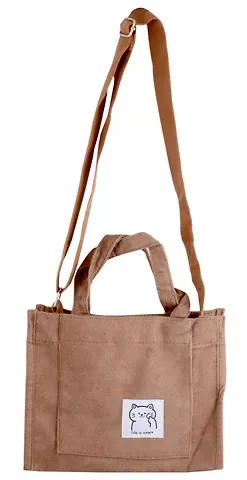 Сумка мини-шоппер с кнопкой кросс-боди бежевая (вельвет) (25х23)