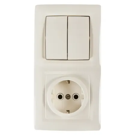 Блок выключатель с розеткой встраиваемый Reone 2 клавиши с заземлением цвет слоновая кость записная книжка а6 40 листов time нелинованный блок а слоновая кость   ламинация 3 скрепки in folio