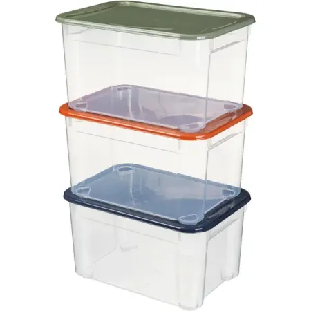 Комплект ящиков 38.9x21.5x27.5 см полипропилен с крышкой цвет прозрачный 3 шт