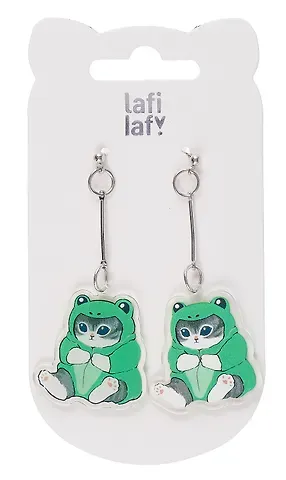 Сережки Kawaii Котик кигуруми (лягушка)  (акрил) (12-00626-EA09) (Lafilaf)