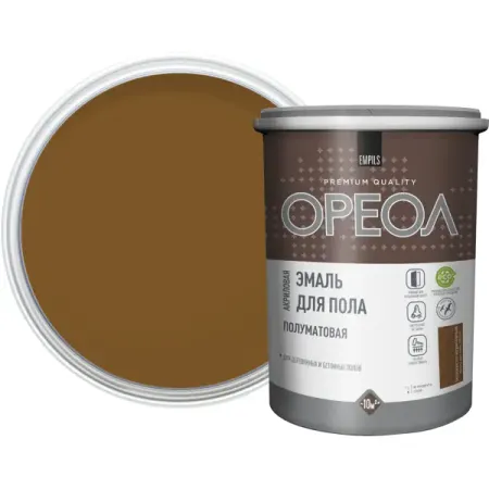Эмаль акриловая для пола Ореол полуматовая цвет золотисто-коричневый 0.9 кг