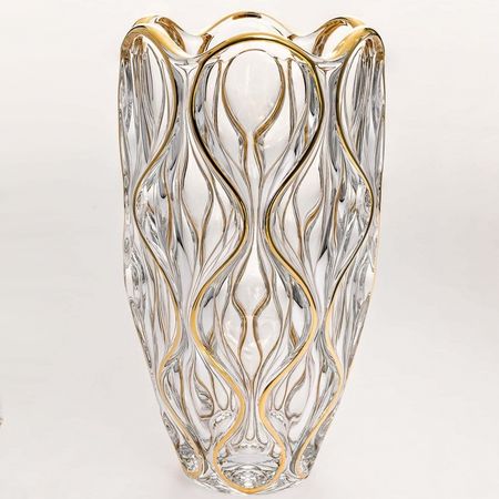 Ваза Bohemia Jihlava Ocean декор золото 30 см