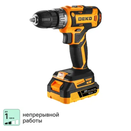 Дрель-шуруповерт аккумуляторная Deko ZKCD20V 084-1007, 20 В Li-ion 2x1.5 Ач
