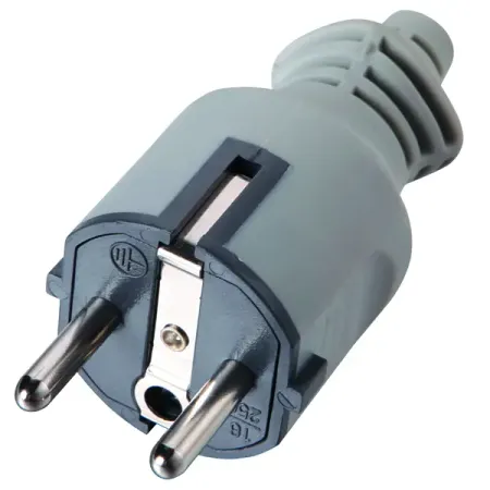 Вилка Electraline евро с заземлением цвет серый