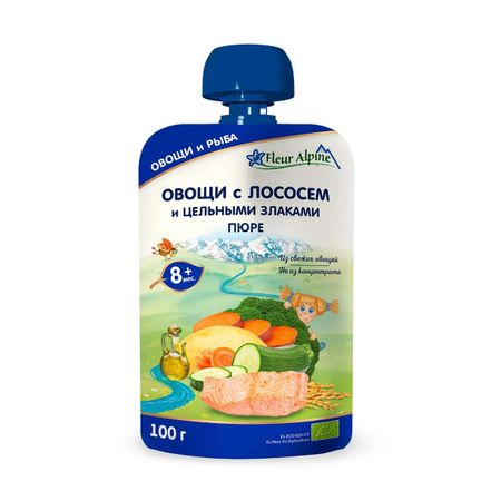 Пюре овощное Fleur Alpine с лососем и цельными злаками с 8 месяцев 100 г