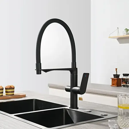 Смеситель кухонный Нея общая высота 47.8 см цвет черный матовый